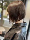 20代30代ミニボブココアブラウン小顔美肌ストレート丸み