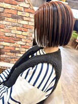 ルーナヘアー(LUNA hair)&nbsp;サクラオレンジ アンブレラカラー ボブ ブリーチ 10代20代30代
