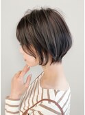 透明感アッシュグレージュ◎くびれショートボブ×小顔春カラー