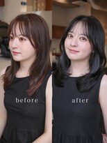 ヴィヴィッド オモテサンドウ(ViViD omotesando)&nbsp;結べるセミロングレイヤー/ダークグレージュ/ケア縮毛矯正