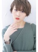 小顔オリーブカラーミニボブ艶カラー