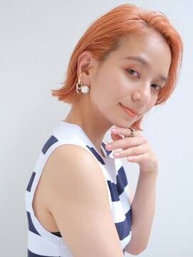 ピークアブー 銀座並木通り(PEEK-A-BOO) 【デザインカラー】ハイトーンコーラルオレンジ×外ハネボブ