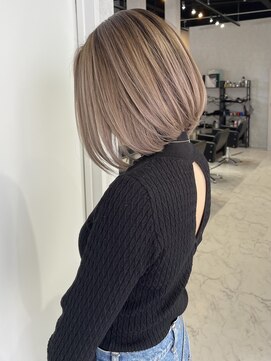 アフター(after) 10代.20代.30代色気バレイヤージュボブ/ホワイトベージュ