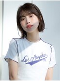 大人可愛い前髪あり耳掛け外ハネボブ20代30代40代