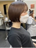 ミニボブ/切りっぱなしボブ/短めボブ/丸みボブ/暖色ブラウン