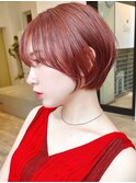 【Say.福岡】ショート×ピンクアッシュ×サイドバング×艶カラー