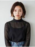 アップバング ミニボブ イヤリングカラー ベージュ 20代30代