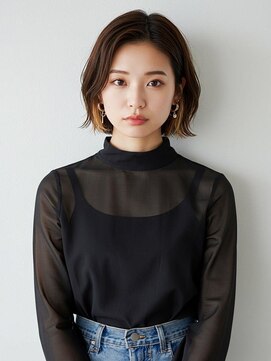 ソンノ(sonno) アップバング ミニボブ イヤリングカラー ベージュ 20代30代