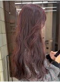 ブリーチなしダブルカラーチェリーレッドピンク赤髪夏カラー