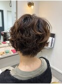 ショート丸みパーマヘア