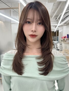 三鷹吉祥寺顔まわりレイヤーワインレッドココアブラウンブルー 