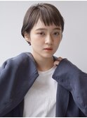 マッシュショートカーキグレージュ大人かわいいフェザーバング