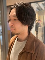 メンズサロン ブロック(Men's Salon bloc) 30代40代　センターパート　ニュアンスパーマ　モテ髪　黒髪