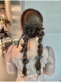【ダブルポニーテール】編みおろし/結婚式/二次会/同窓会/銀座