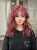 ロングレイヤーハイトーンベリーピンクパープルカラー