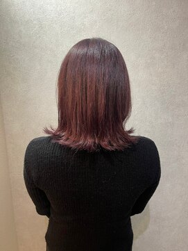 ウィスプ 赤羽店(wisp) 大人かわいい外ハネくびレイヤー 春色カラー レッドピンク#2