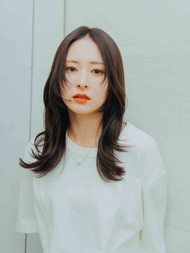 ブール 千歳烏山(bool) 顔周りミディアムレイヤーウルフ風スタイル