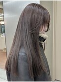 ブリーチなしダブルカラーラベンダーグレージュ暗髪秋カラー