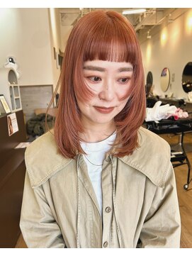 ラック 津田沼(LUCK) ピンクオレンジブラウン/ハッシュカット/顔周りレイヤー