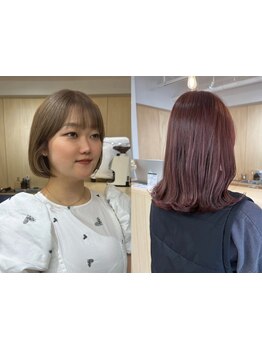 髪や頭皮にも優しいアミノ酸カラーを使用！敏感肌の方でも繰り返しカラーできて、上質な色味と質感が◎