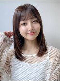 小顔 前髪 レイヤーカット ダークブルー ワンホンレイヤー "