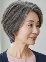 アボヘアー(Abo hair)&nbsp;白髪ぼかしハイライト暗髪カラー艶カラー顔周りカットミセスヘア