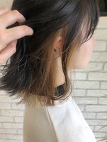 シュガー ヘアアンドネイル 仙台(SUGAR)&nbsp;インナーカラーベージュマッシュショートピアスカラーオレンジ