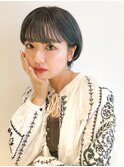 大人可愛い20代30代40代黒髪前下がりショートボブ丸みショート◎
