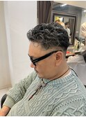 極道パーマ ラルフカール ホワイトメッシュ フェードカット
