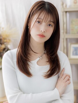 カバーヘア ブリス 志木南口駅前店(COVER HAIR bliss) ミルクティーカラー顔回りレイヤーストレートa浦和20代30代40代