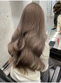 ミルクティーピンクアッシュベージュダブルカラー韓国風レイヤー