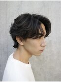 センターパートフェザーパーマニュアンスパーマツーブロック