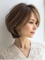 ハーツ 青山表参道店(Heart's)&nbsp;白髪ぼかし脱白髪染め似合わせショートボブ40代50代60代