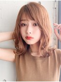 大人かわいい フェザーバング カーキグレージュ 小顔カット ♪