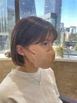 丸みショートボブ＊パールベージュ＊小顔効果【ZinaCENTRAL】