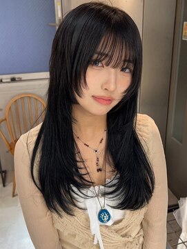 サンド 鹿児島中央(sand) 黒髪/グレーベージュ/レイヤーロング/前髪パーマ[鹿児島駅]