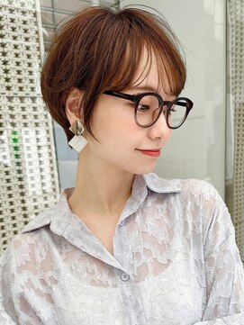 ロンド 銀座(Lond) 【銀座◇成田】ウェットヘア丸みショート毛流れオリーブベージュ