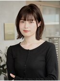 20代30代40代小顔ヘア外ハネくびれボブ×シースルーバング