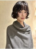 ショート・ボブパーマ/丸顔/前髪あり/ミニボブ/結べる／内巻き