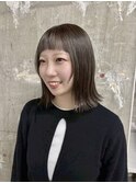 【小顔・顔まわり】透け感カラー/ぱっつん前髪/軽めボブ