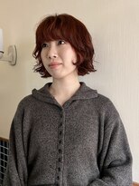 ニュイ(NUIT)&nbsp;ブリーチなしカラーオレンジニュアンスボブパーマ（nuit_aika）