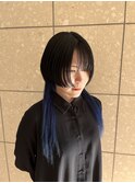 デザインカラー/裾カラー/ネイビーブルー/クラゲヘア/個性派