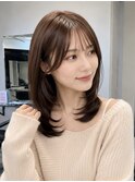 結べる小顔ミディアムレイヤー/大人ミディアム/顔まわりカット