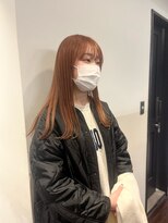 トレス(TRESS)&nbsp;セミロング/ブリーチカラー/前髪あり/プツっと/ピンク/オレンジ