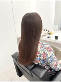 ミディアムヘア斜めバンググレージュカラーシルキーベージュ