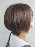 ショートボブ×アッシュグレー