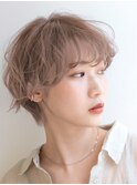 レイヤーショートボブ/ミルクティーベージュ