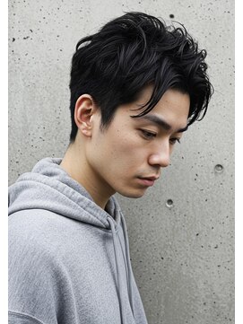 キャンバス バイ ネオリーブ 横浜西口(Canvas by neo.) センターパートスパイラルパーマ黒髪刈り上げ