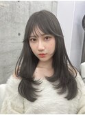 透明感カラーくびれヘアレイヤーカット前髪顔周りカット韓国ヘア