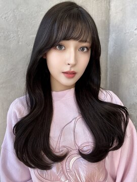 エインアンリー 明治神宮前(AIN.ANLY.) 韓国ヘア顔周りレイヤー暗めミルクティーベージュグレージュ